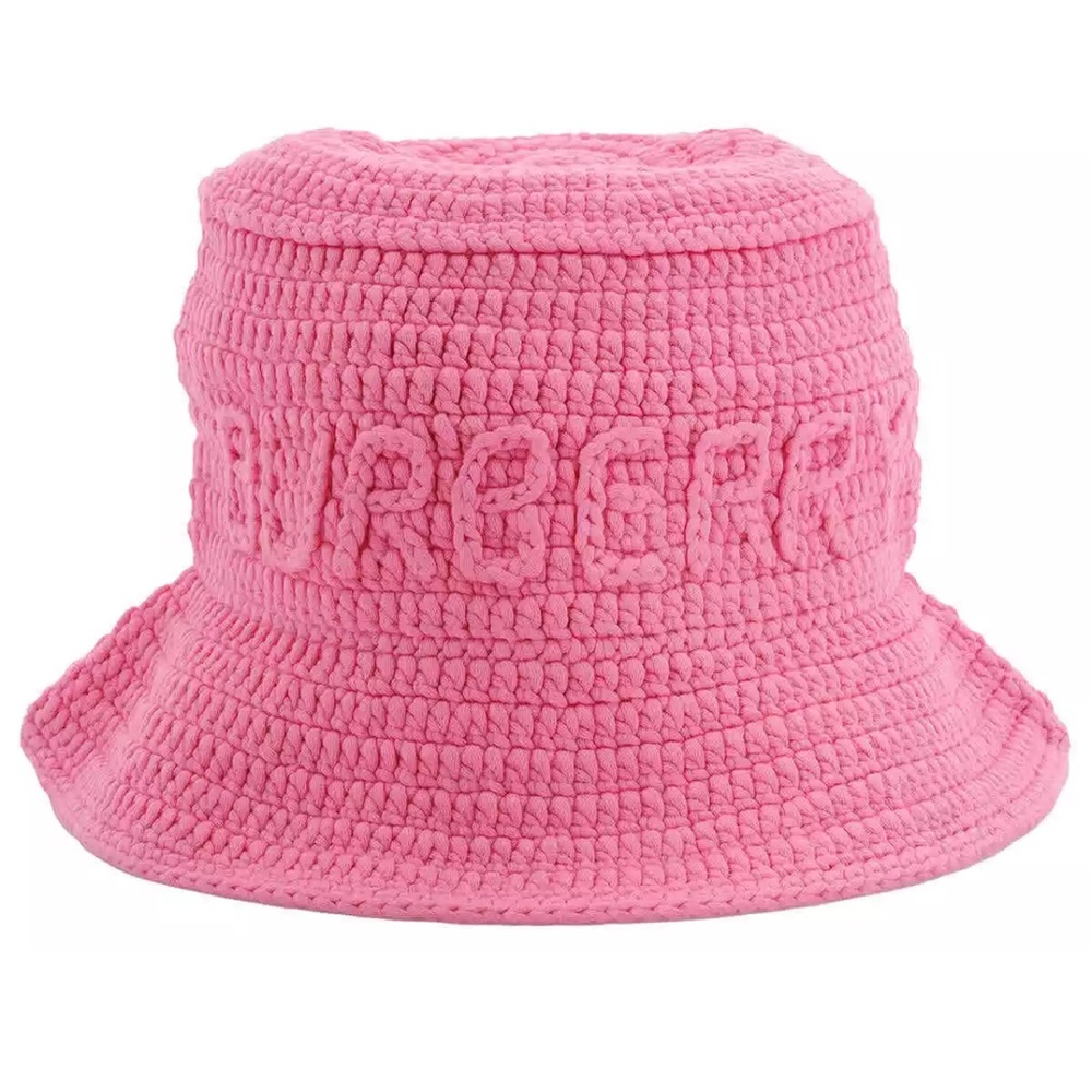 New Burberry Bubblegum Pink Crochet Bucket Hat - Picture 3 of 6